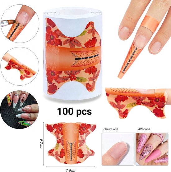 GUAPÀ® Gel en Acryl Nagel Sjablonen | Nagel verlenging | Nail Forms | Acryl nagels | BIAB | Builder Gel | French Manicure | 100 pcs Oranje