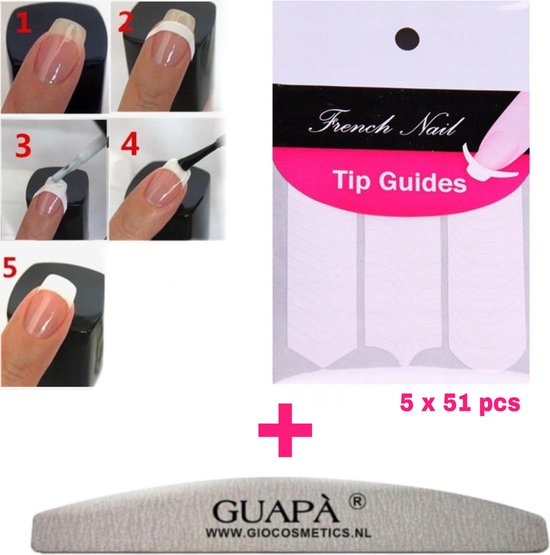 GUAPÀ® French Manicure Stickers | Tip Guides | Nagel Sjablonen | Smile Line Nagels | 5 x 51 nagelstickers