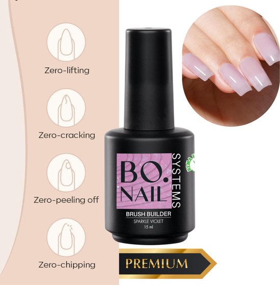 GUAPÀ® BIAB Builder Gel In A Bottle | HEMA Free | 15 ml Violet Nude Glitter