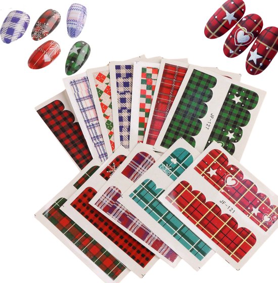 GUAPÀ® Nagelstickers & Nail wraps | 12 Vellen Nagelstickers met Kerst Vormen