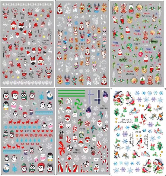 GUAPÀ® Nagel Stickers Kerst | 6 Vellen Nail Art Kerst Nagel Stickervellen
