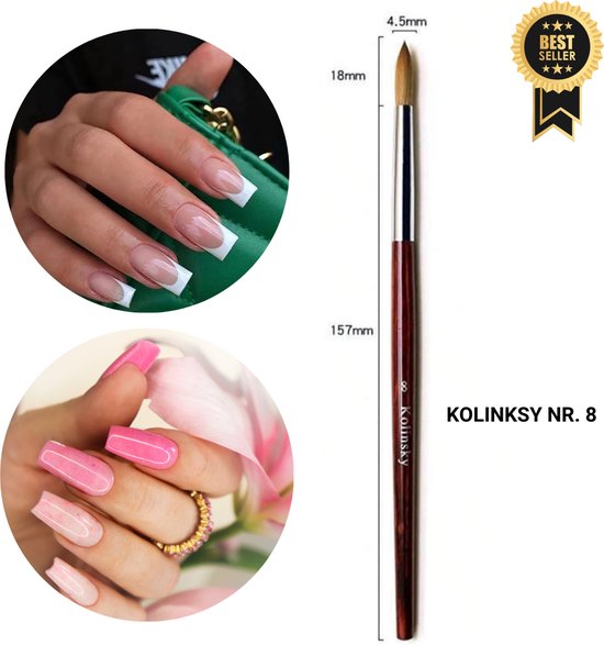 GUAPÀ® Acryl Penseel | Nagel Penselen | Kolinksy Acrylic Brush | Nail Art penselen | Nail Brush | Nepnagels | Acrylic Nails | Acryl Brush Nr 8 | Acryl Forms | Kolinksy Acryl Penseel Maat 8