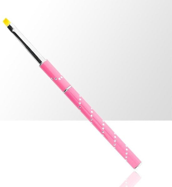 Gelpenseel Roze met zilverkleurige stipjes - Maat 8 - Nylon haar - High Quality - 1 stuk