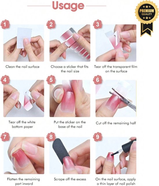 GUAPÀ® Nail wraps Nagelstickers 6 vellen | Stickers Roze Tinten