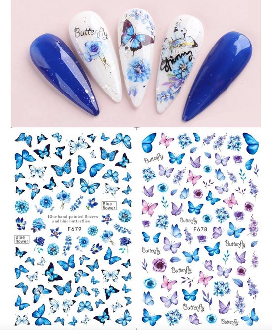 GUAPÀ® Nail Art Nagelstickers | Nagel Stickers Vlinders | Nail Art 3D Stickers | Nagelstickers Kinderen | Nail Art Stempel | 2 velletjes Vlinder Nagel stickers