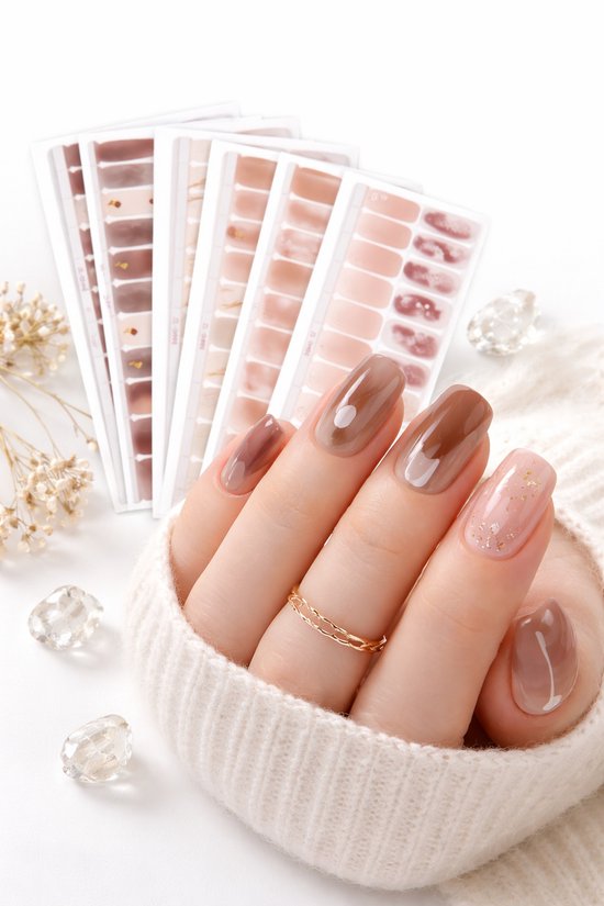 GUAPÀ® Nagelstickers & Nail wraps - 6 Vellen - Diverse kleuren Nagellak Wraps - Nagellak Stickers - Nail Art - Nagel Folie - Diverse kleuren Nail Wrap - 6 Vellen Nagelstickers Nude en Taupe Tinten