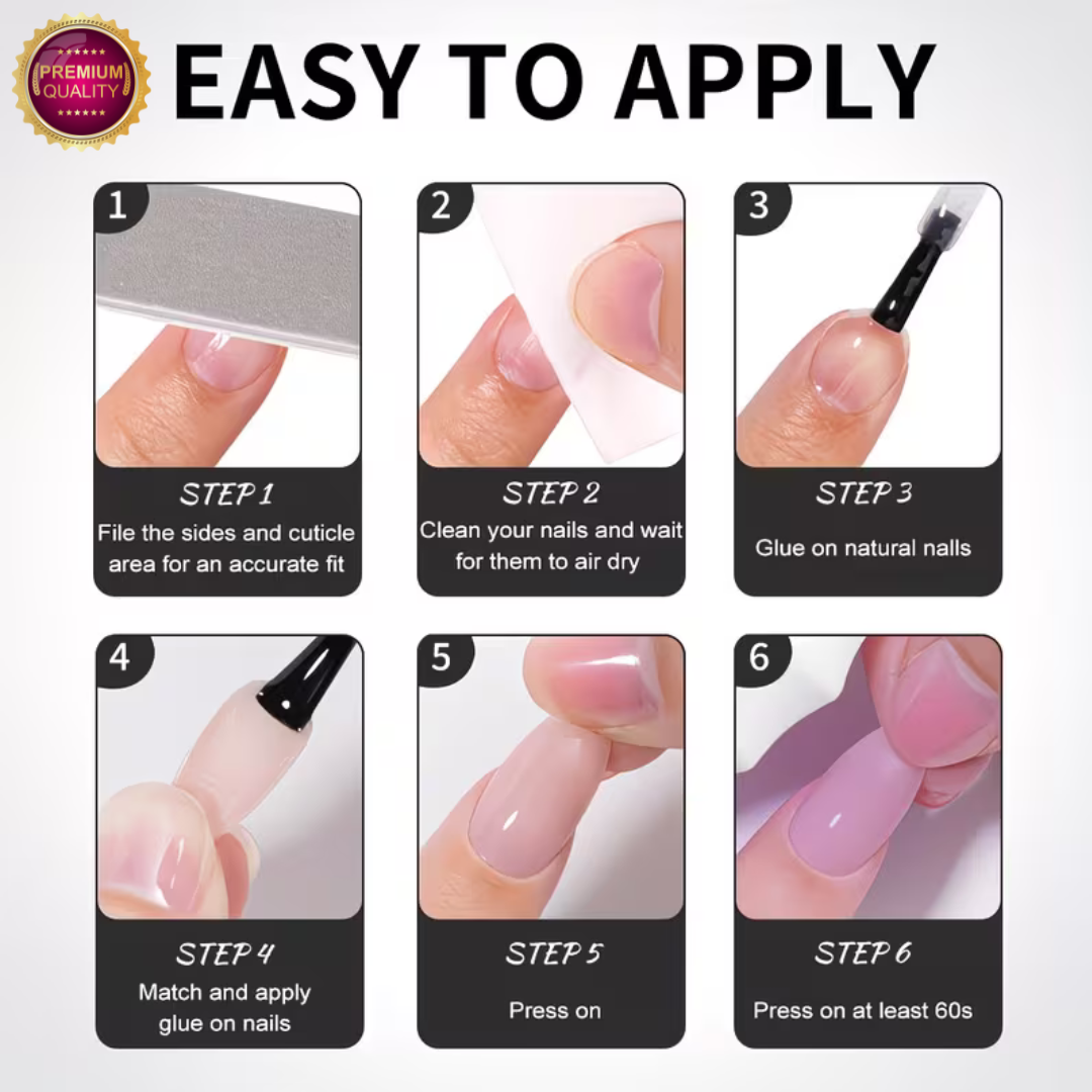 Plaknagels 288 Pcs Parelmoer Kleuren | Almond Nagel Tips