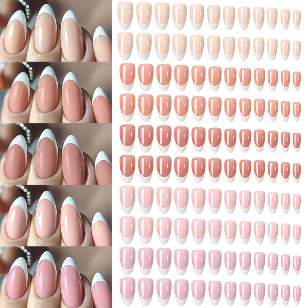 Plaknagels Almond Tips | 360 Pcs Nude Tinten French Manicure