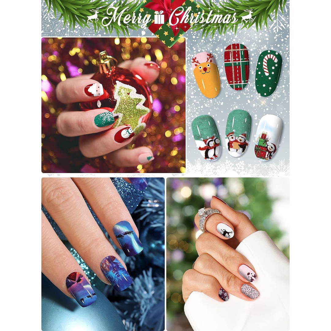 GUAPÀ® Nagelstickers & Nail wraps 12 Vellen Nagelstickers met Kerst vormen