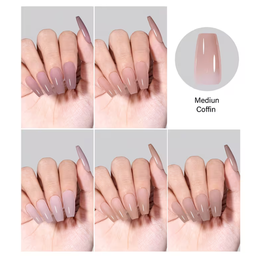 Plaknagels Vierkante Nageltips 240 Pcs | Diverse Nude Kleuren
