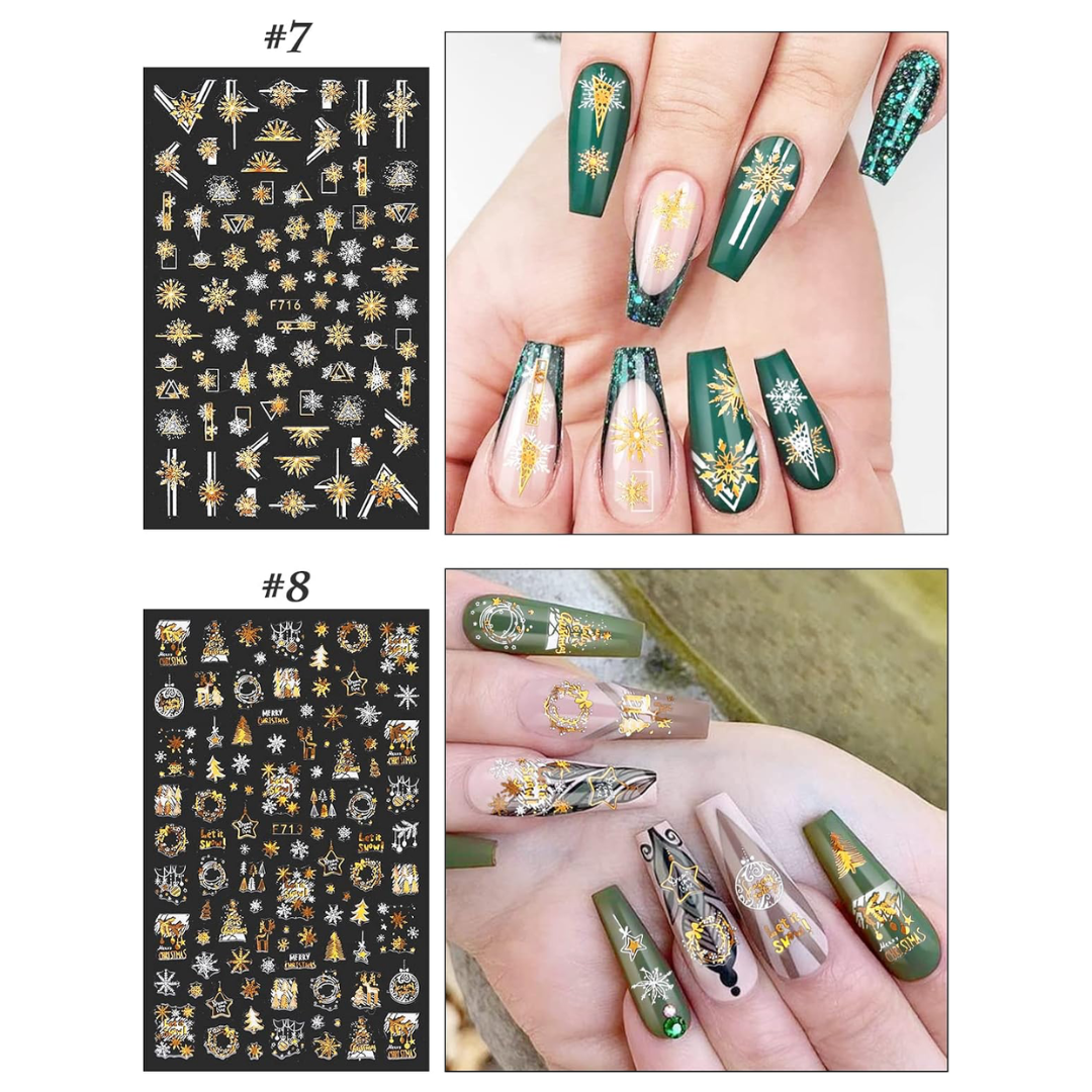 GUAPÀ® Nail Art Nagelstickers 8 vellen kerst nagelstickers