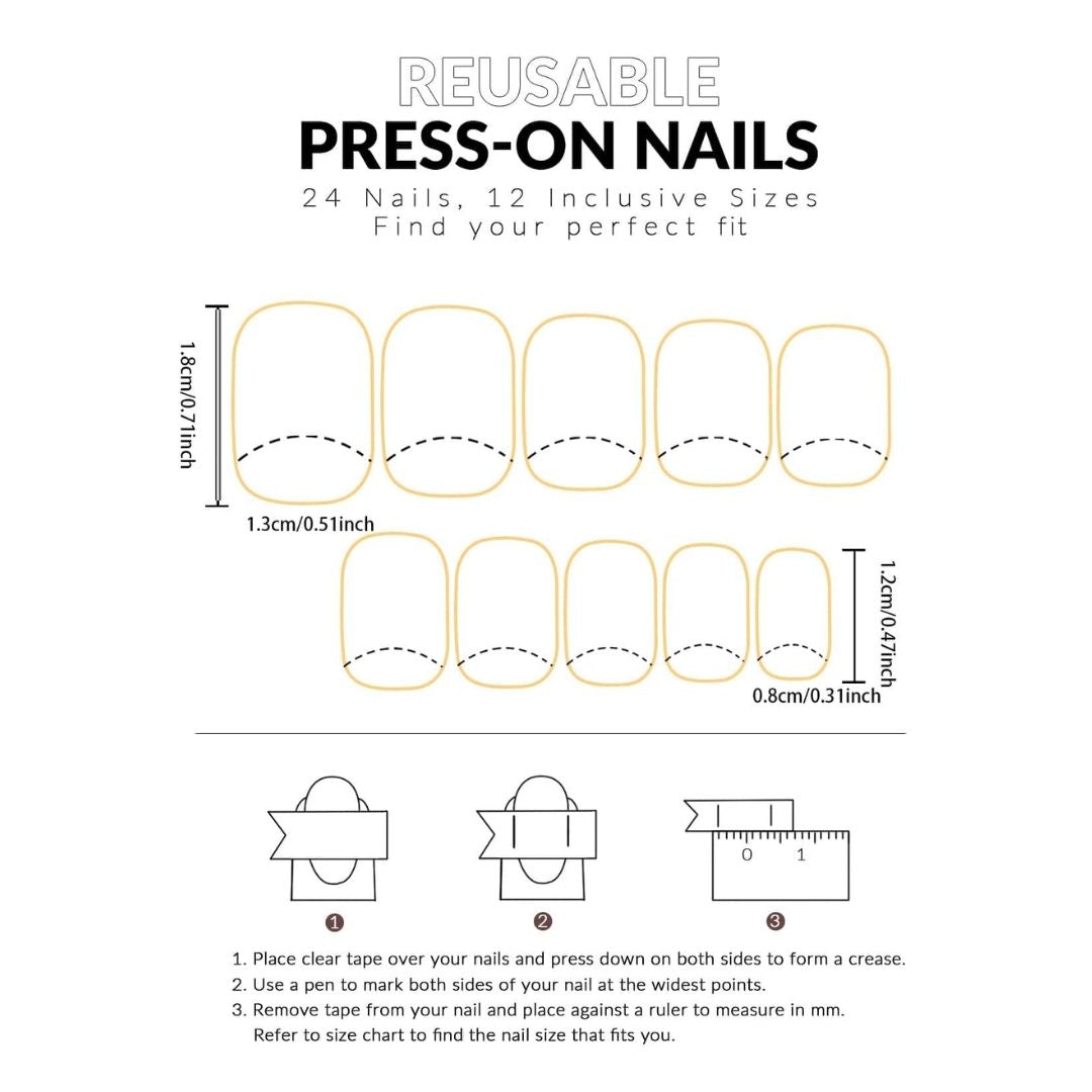 GUAPÀ® Plaknagels | 24 stuks valse nagels | Roze en wit met glitters