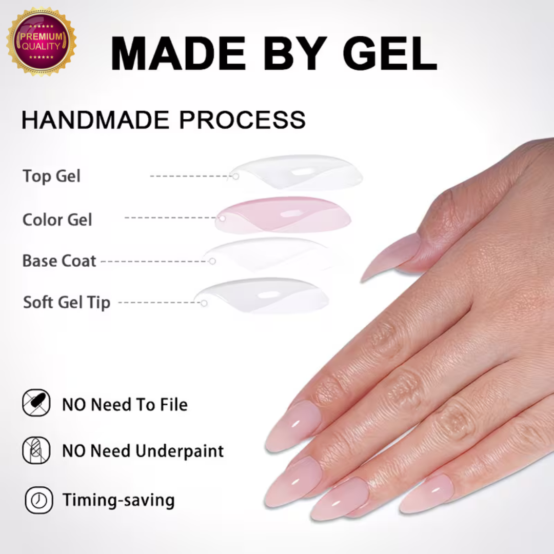 Plaknagels 288 Pcs Parelmoer Kleuren | Almond Nagel Tips