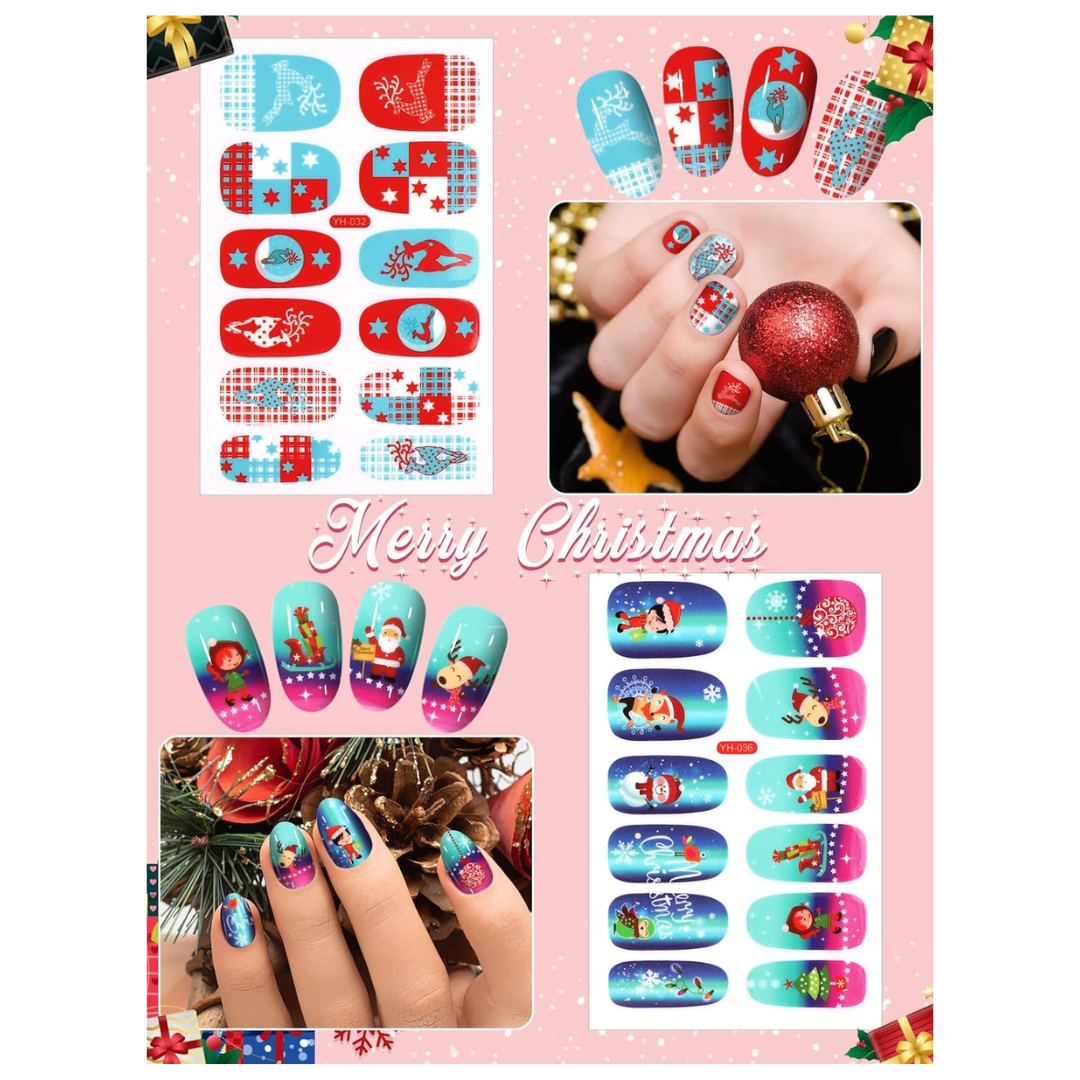 GUAPÀ® Nagelstickers & Nail wraps 8 Vellen Kerst Nagelstickers