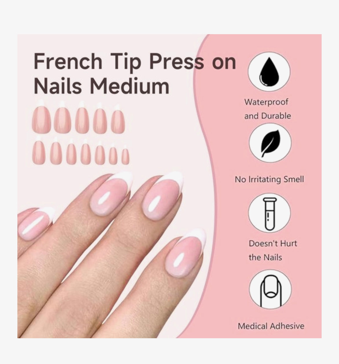 Guapà 120 stuks French Manicure Nagels met Nagellijm