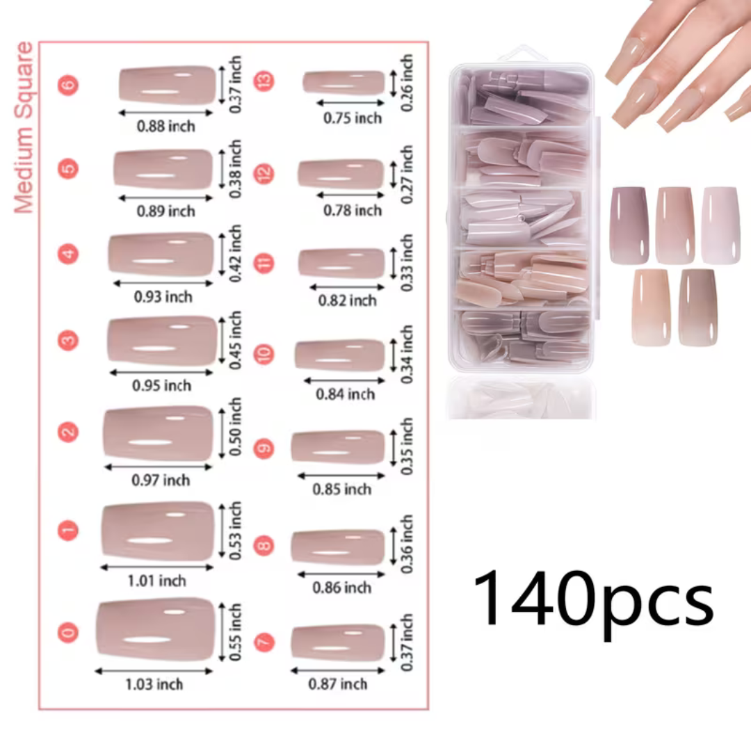 Plaknagels Vierkante Nageltips 240 Pcs | Diverse Nude Kleuren