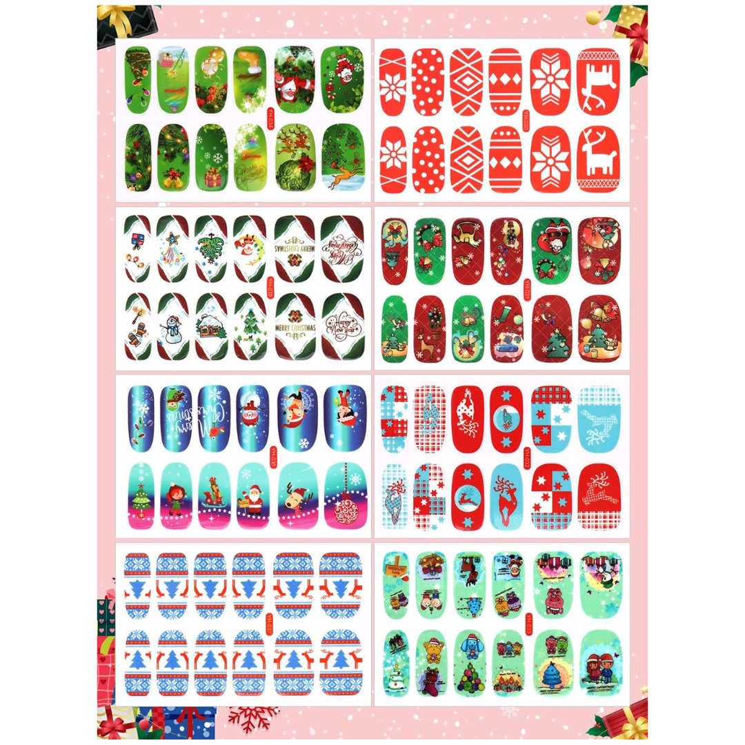 GUAPÀ® Nagelstickers & Nail wraps 8 Vellen Kerst Nagelstickers