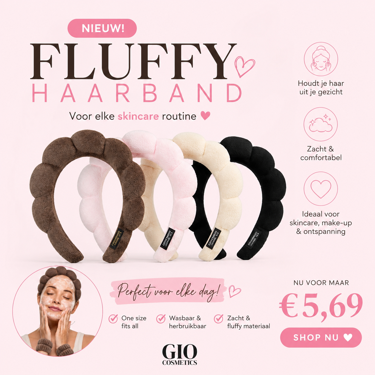 Guapà Haarband Ecru / Fluffy Haarband / Make Up Haarband