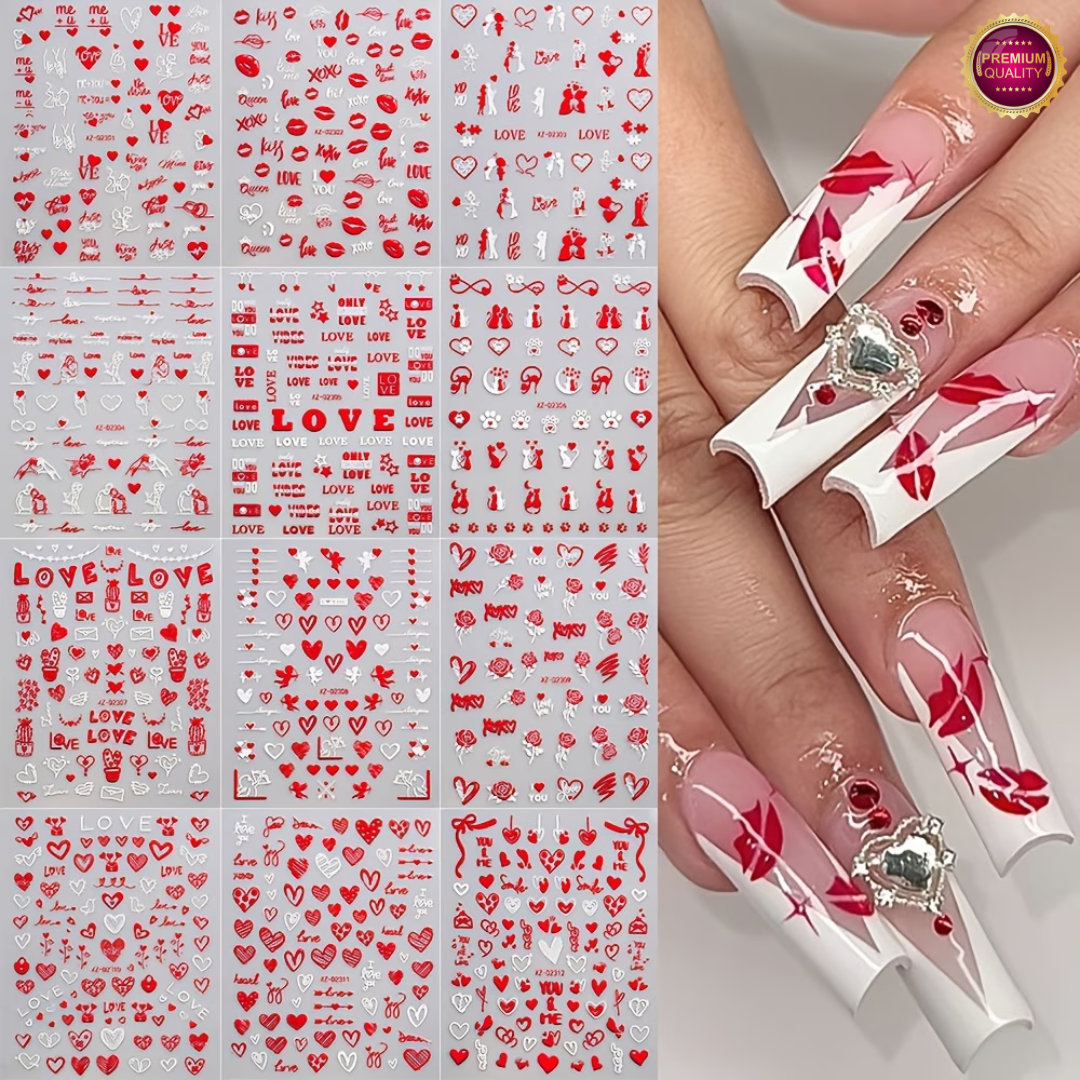 Nagelstickers Hartjes en Vormpjes 12 Vellen