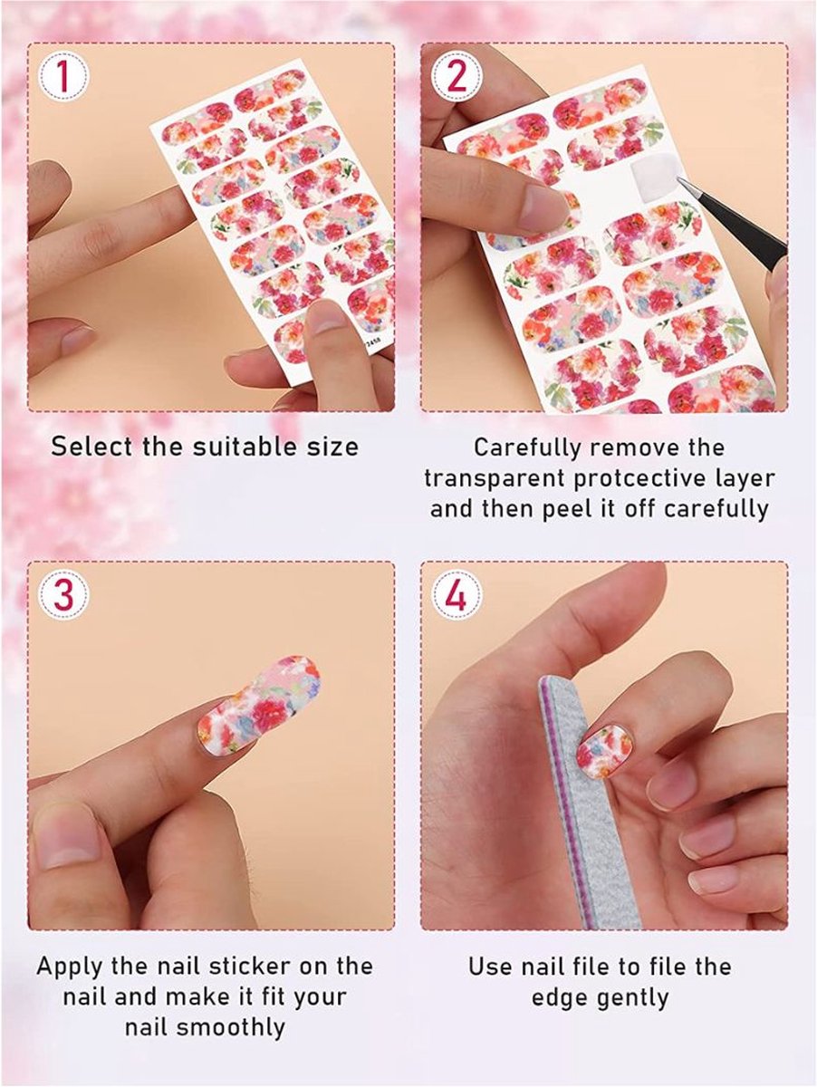 Nail Wraps Nagelstickers 14 pcs | Bloemen print