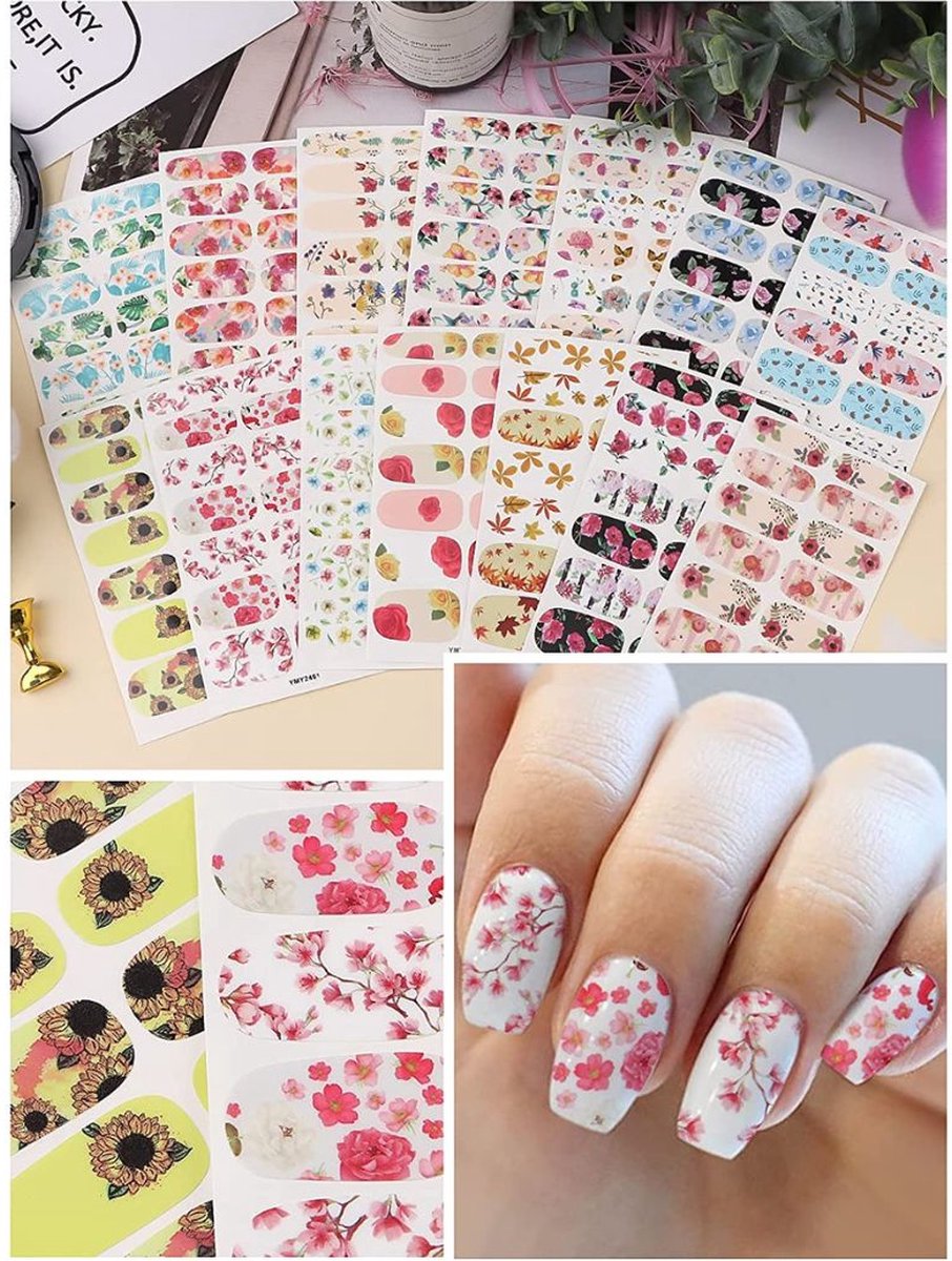 Nail Wraps Nagelstickers 14 pcs | Bloemen print