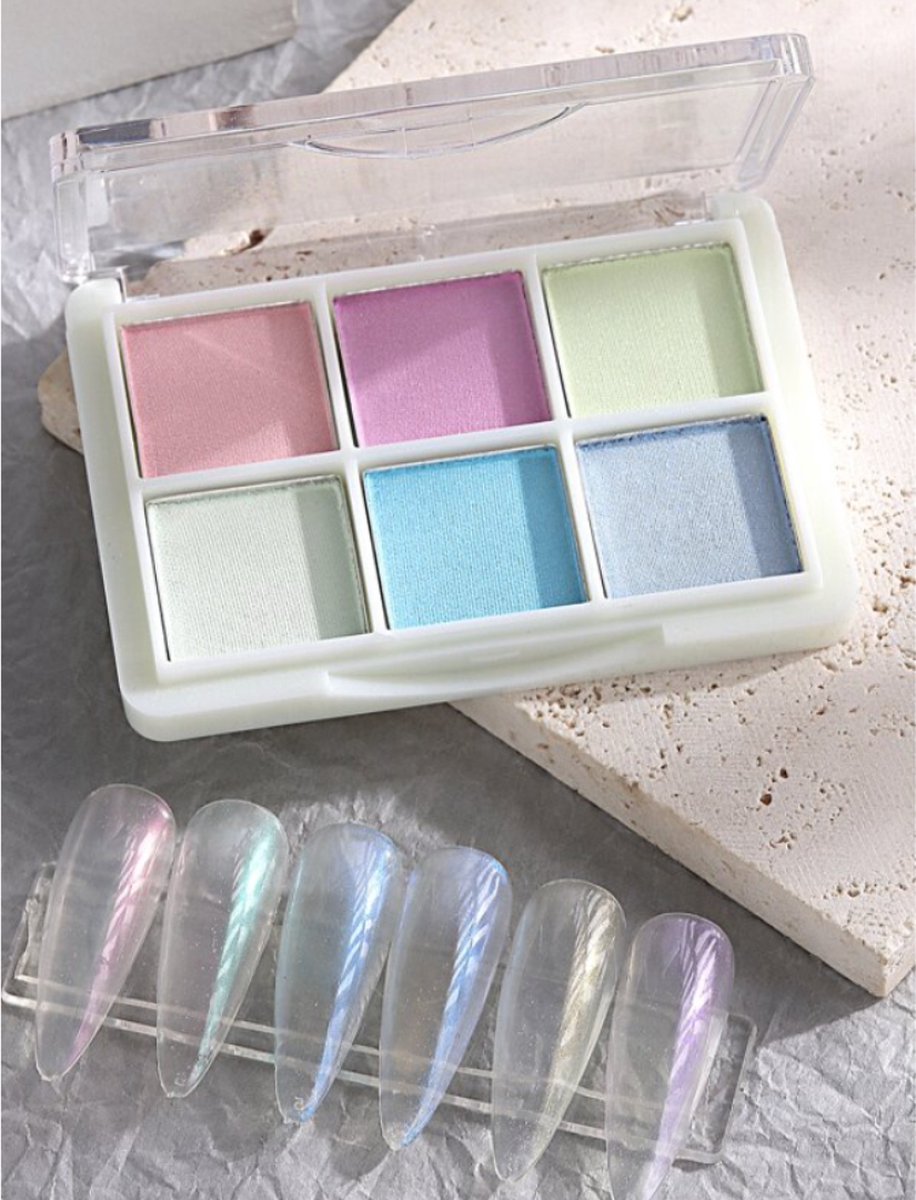 GUAPÀ® Chrome Spiegel Glitter Poeder Set | 6 Nail Art glitters diverse kleur nagelpoeder