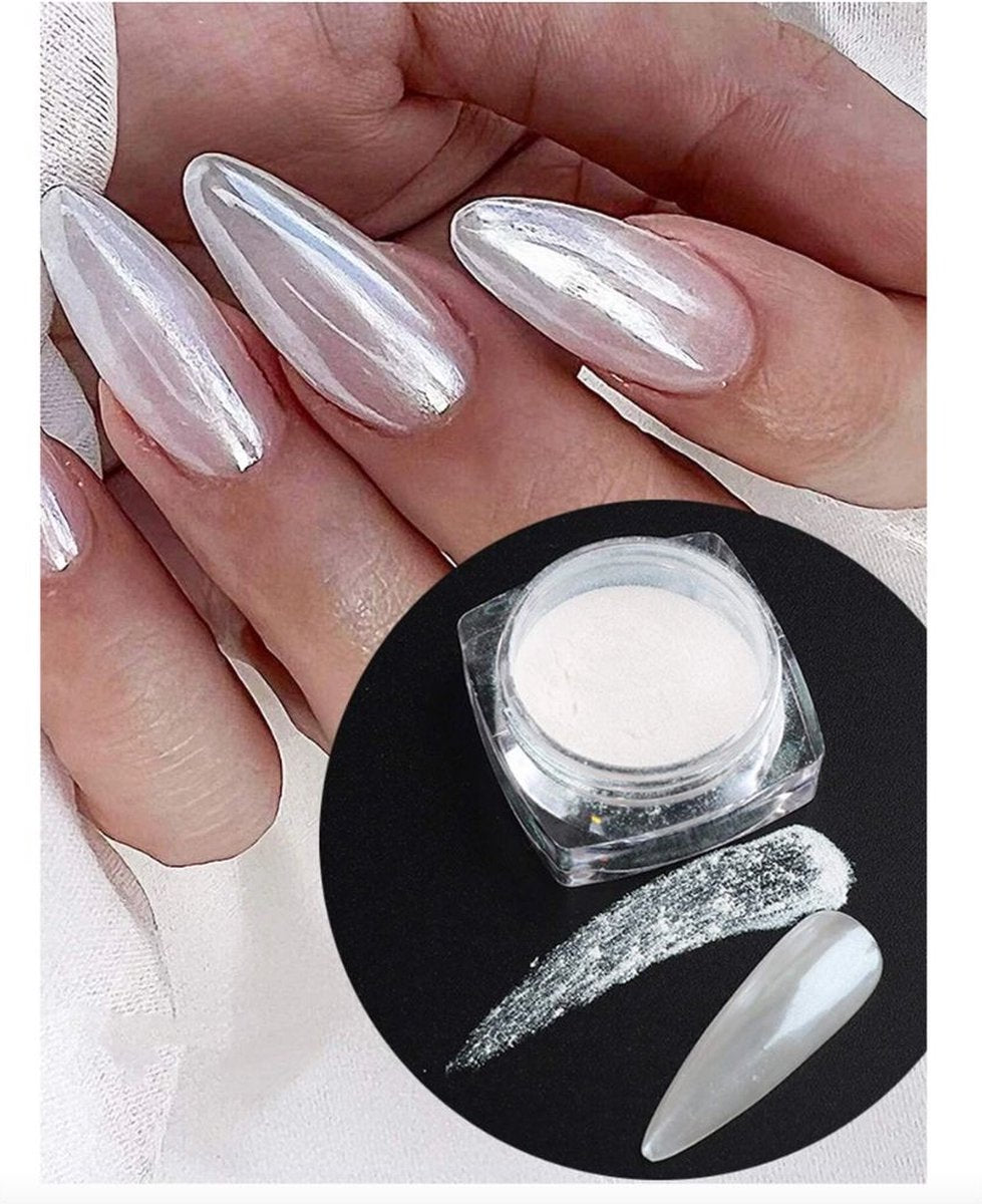 GUAPÀ® Holografische Spiegel Glitter Poeder | 1 stuks witte poeder