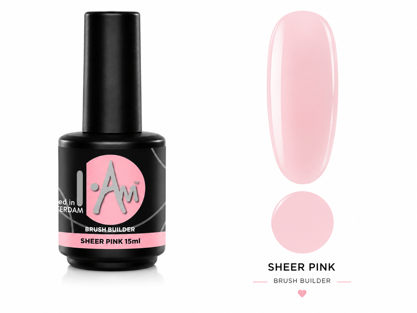 I. AM Sheer Pink = BO NAILS Rubber Brush Builder Gel Cover Cool Pink | 15 ml