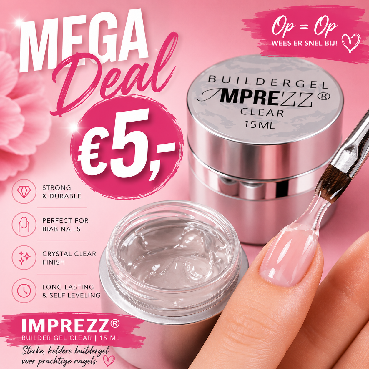 IMPREZZ® Gel | Clear | 15 ml | Transparant ! Top Buildergel voor Megaprijs 🌸