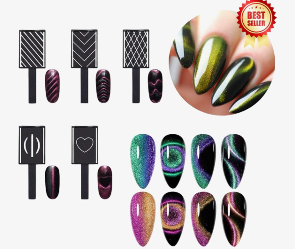 GUAPÀ Nail Art Cat Eye 5 - delig Magneet Set