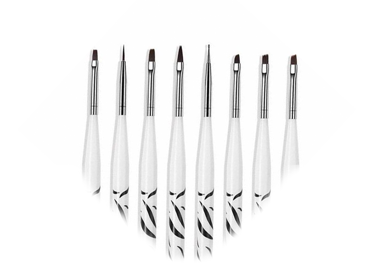 Nail Art Penselen Set Zebra - 8 Delig - Gio Cosmetics