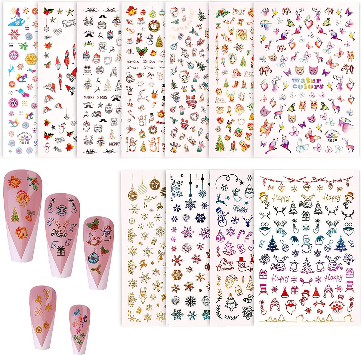 GUAPÀ® Nagelstickers Kerst 12 vellentjes