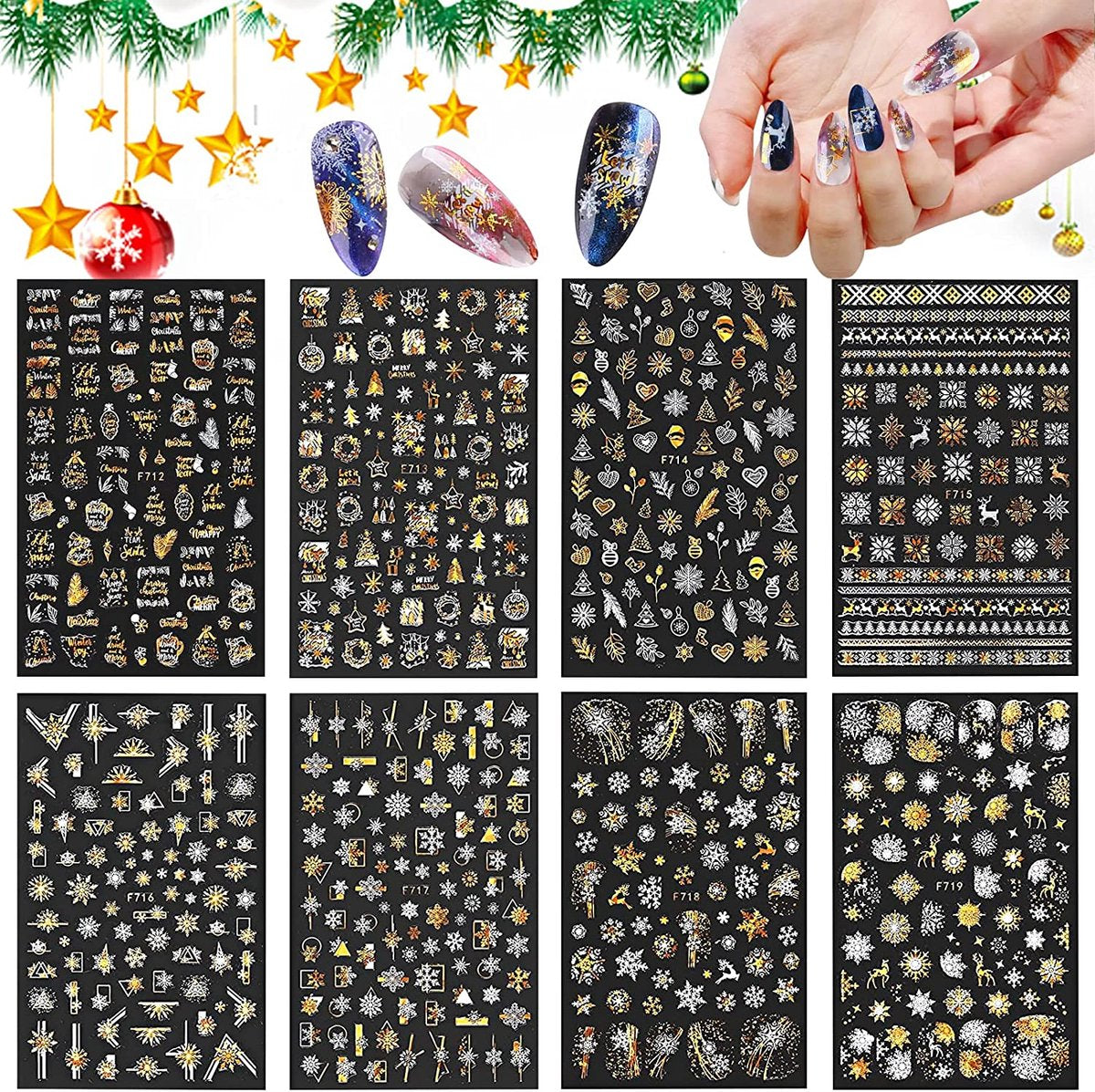 GUAPÀ® Nagelstickers Kerst Goud 8 Vellentjes
