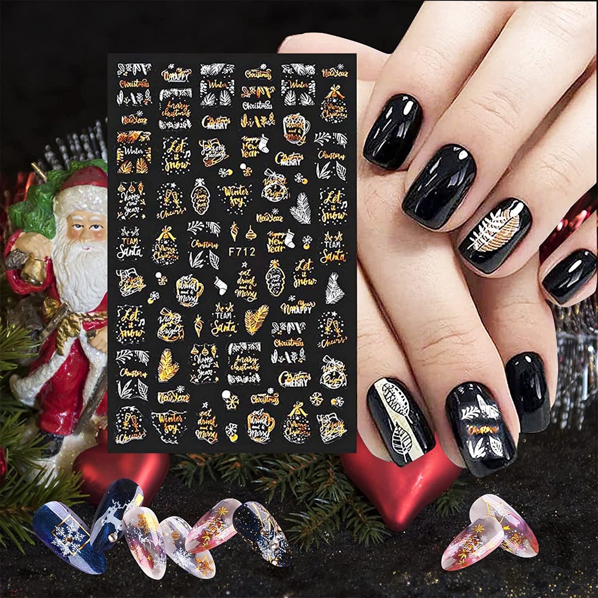 GUAPÀ® Nagelstickers Kerst Goud 8 Vellentjes