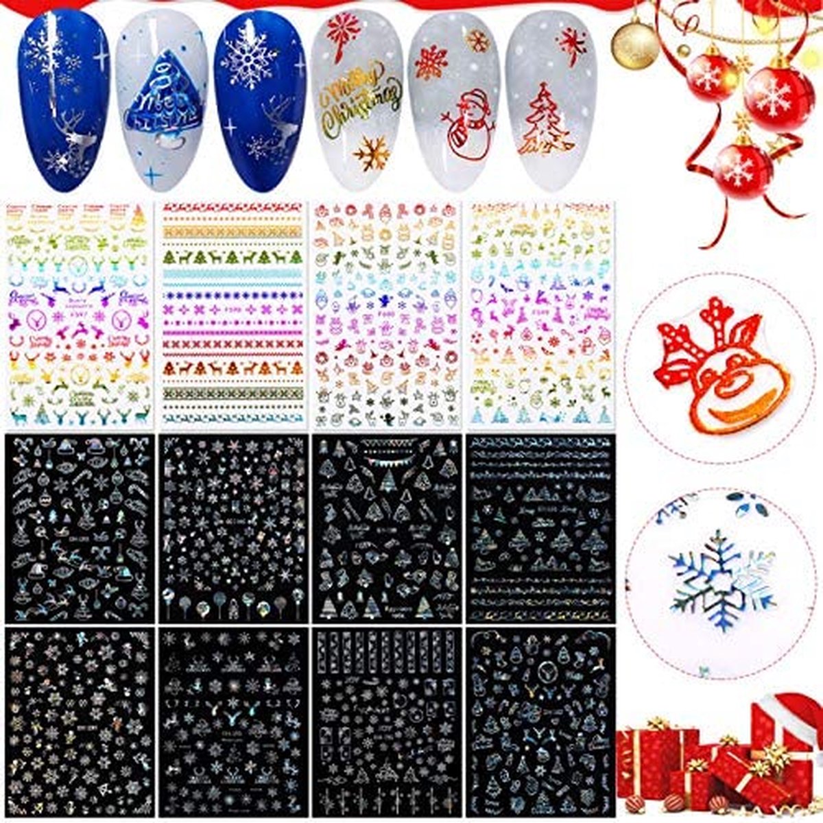 GUAPÀ® Nagelstickers Kerst 12 vellentjes
