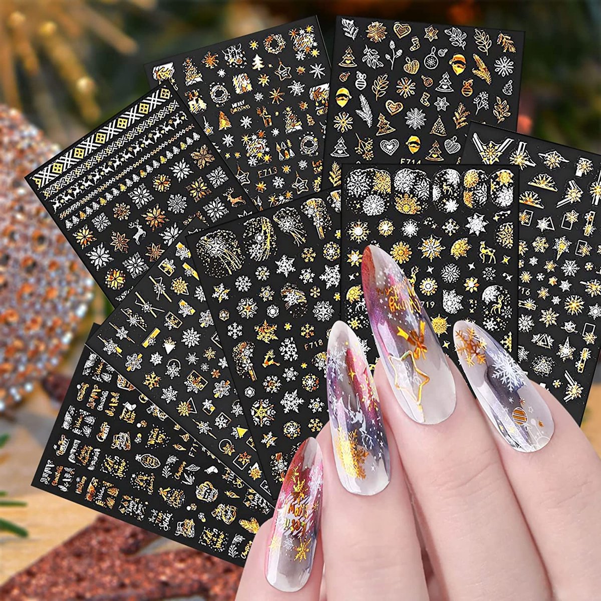 GUAPÀ® Nagelstickers Kerst Goud 8 Vellentjes