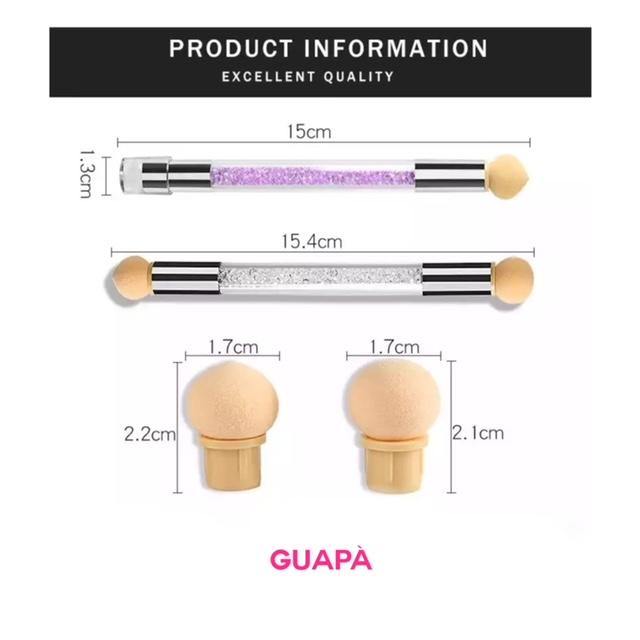 GUAPÀ - Nail Art Penselen Spons Set met Holografische Glitter Poeder Set voor het maken van prachtige Nail Art effecten op je nagels - 6 Delige Nail Art Set - Gio Cosmetics