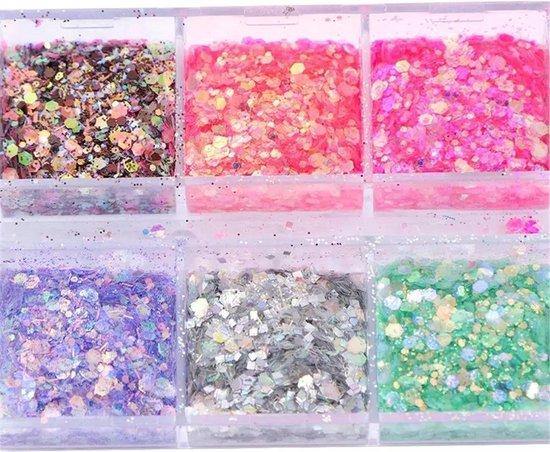 Glitter Poeder Nail Art Set Diverse Kleuren - 12 Stuks - Gio Cosmetics
