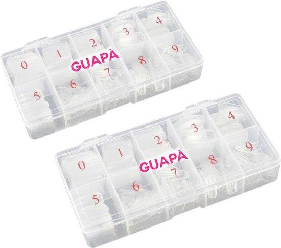 GUAPÀ - Nagel Tips Kunstnagel Set 1000 Stuks voor het verlengen van je nagels - Acryl en Gel - 2 x 500 stuks Transparant - Gio Cosmetics