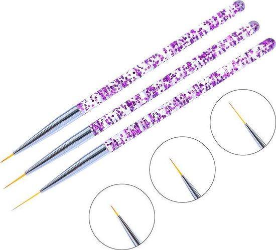 GUAPÀ - Nail Art Gel Penselen Duo Set voor het creëren van prachtige nagels - High Quality - 11 stuks - Zwart Wit Paars - Gio Cosmetics