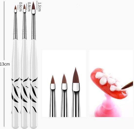 GUAPÀ - Nail Art Gel Penselen Duo Set voor het creëren van prachtige nagels - High Quality - 11 stuks - Zwart Wit Paars - Gio Cosmetics