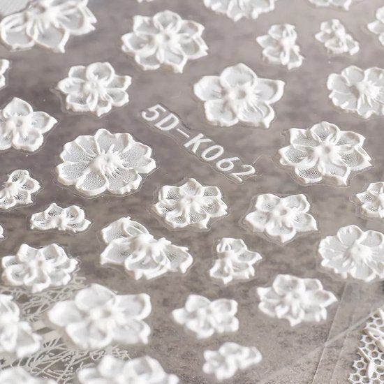 GUAPÀ® Nail Art 3D Nagel Stickers Bloem Wit
