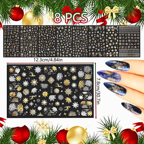 GUAPÀ® Nagelstickers Kerst Goud 8 Vellentjes