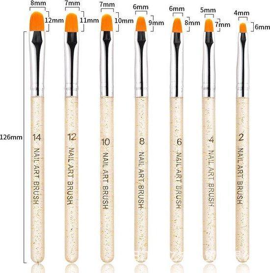 GUAPÀ - Gel Penselen Set Goud - 7 stuks - High Quality Gel & Nail Art Brush - Gio Cosmetics