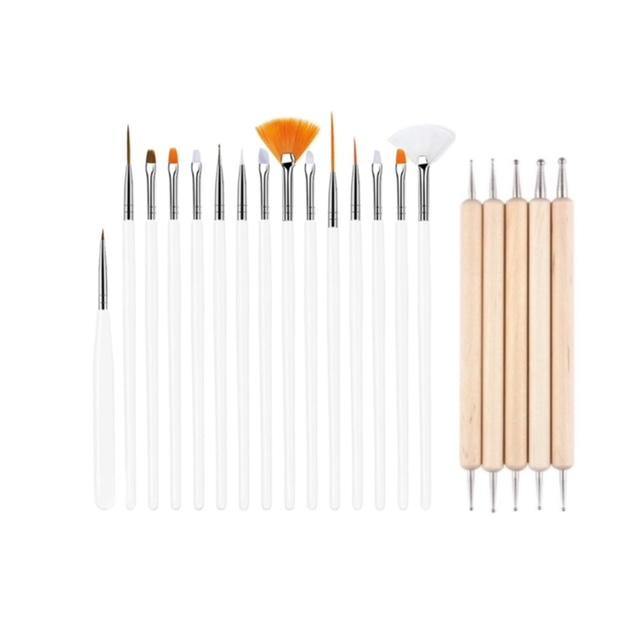 GUAPÀ - Nail Art Set Penselen Wit met Houten Dotting Tools - High Quality - Gio Cosmetics