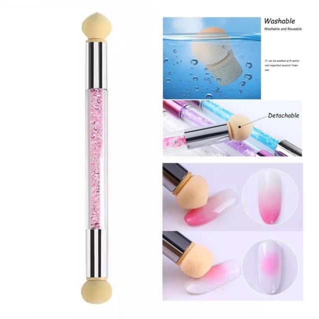 GUAPÀ - Nail Art Blooming Spons & Stempel Penseel voor het maken van Babyboom en Holografisch effecten op je nagels - Kleur Roze - Gio Cosmetics