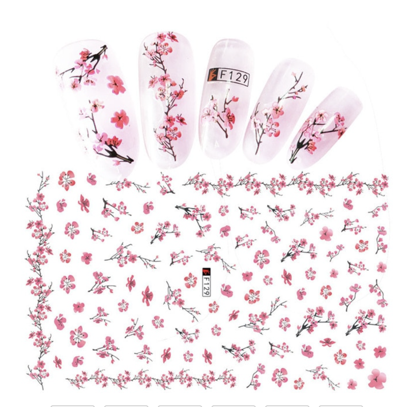 Nagel Stickers 3D Roze Bloemetjes Nail Art - Gio Cosmetics