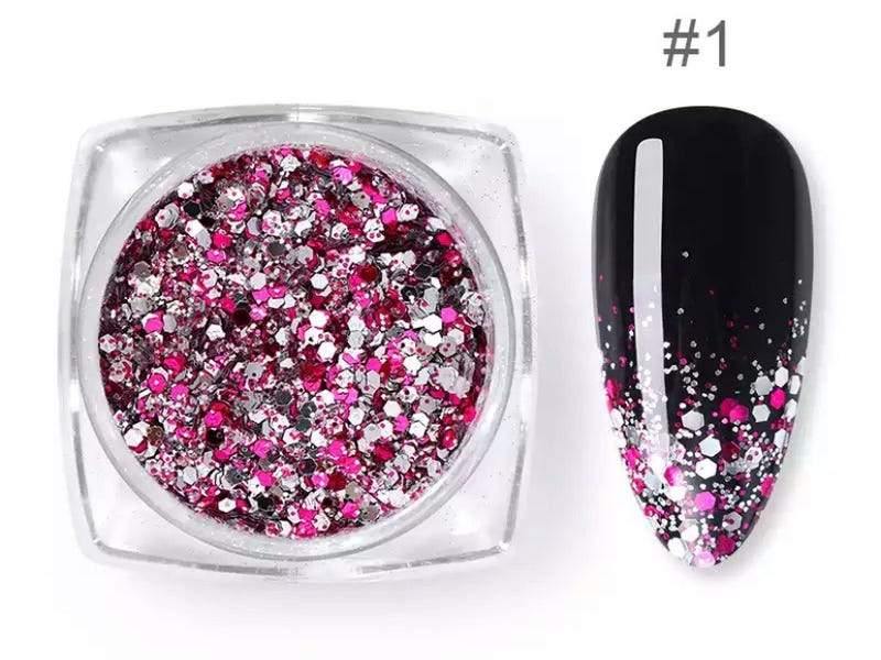 Nail Art Glitter Schubben Champagne Roze + Kwastje - Gio Cosmetics