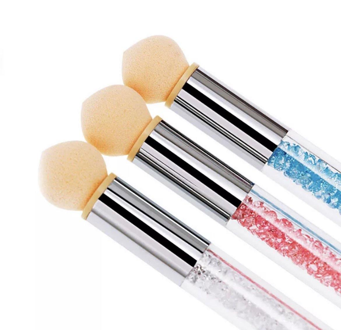 GUAPÀ - Nail Art Spons Stempel Penseel voor het maken van Babyboom en Holografisch effecten op je nagels - 3 stuks Roze, Crystal en Blauw - Gio Cosmetics