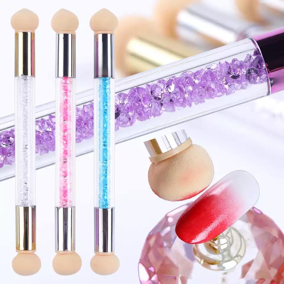 GUAPÀ - Nail Art Spons Stempel Penseel voor het maken van Babyboom en Holografisch effecten op je nagels - 3 stuks Roze, Crystal en Blauw - Gio Cosmetics